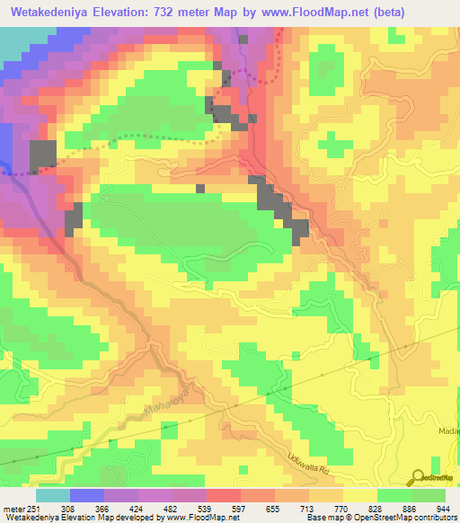 Wetakedeniya,Sri Lanka Elevation Map