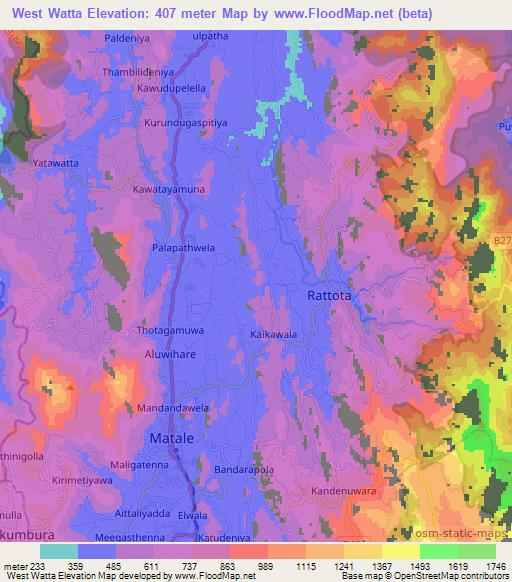 West Watta,Sri Lanka Elevation Map