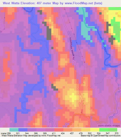 West Watta,Sri Lanka Elevation Map