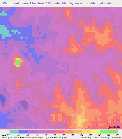 Weruppankulama,Sri Lanka Elevation Map