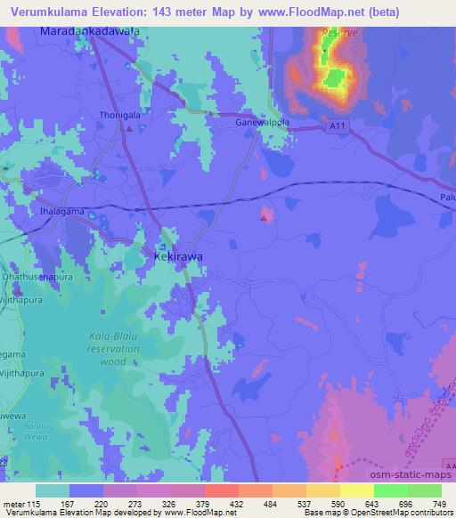 Verumkulama,Sri Lanka Elevation Map