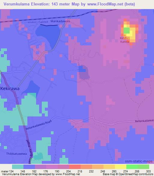 Verumkulama,Sri Lanka Elevation Map