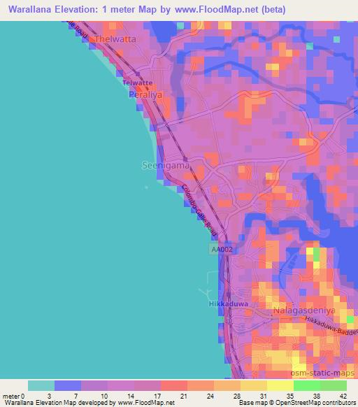 Warallana,Sri Lanka Elevation Map