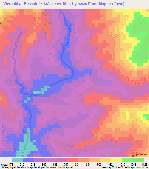 Werapitiya,Sri Lanka Elevation Map