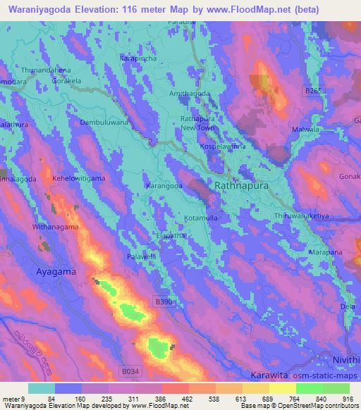 Waraniyagoda,Sri Lanka Elevation Map