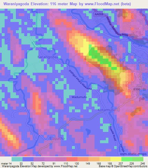 Waraniyagoda,Sri Lanka Elevation Map
