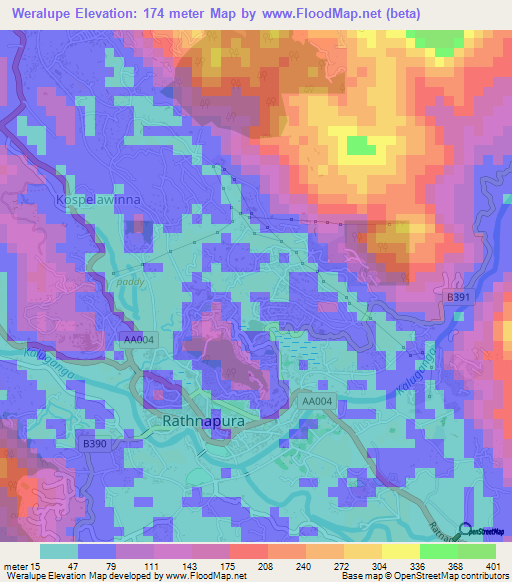 Weralupe,Sri Lanka Elevation Map