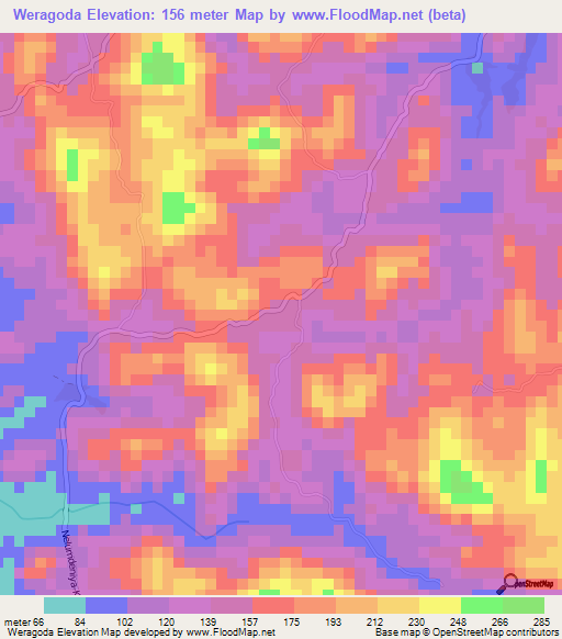 Weragoda,Sri Lanka Elevation Map