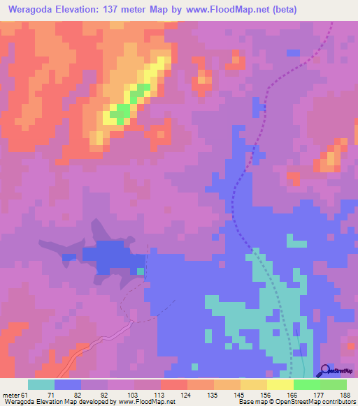 Weragoda,Sri Lanka Elevation Map