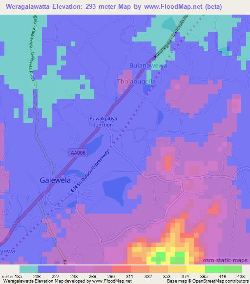 Weragalawatta,Sri Lanka Elevation Map