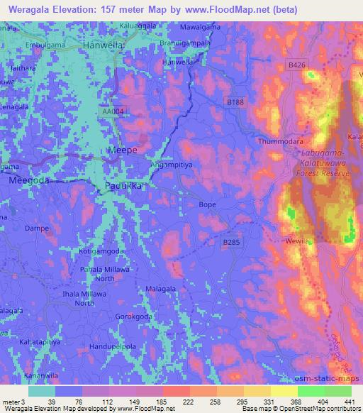 Weragala,Sri Lanka Elevation Map
