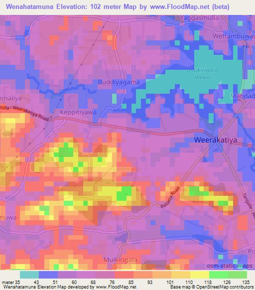Wenahatamuna,Sri Lanka Elevation Map