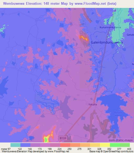 Wembuwewa,Sri Lanka Elevation Map
