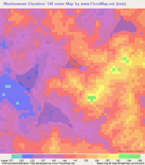 Wembuwewa,Sri Lanka Elevation Map