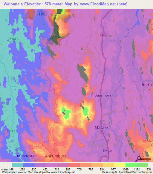 Welpanala,Sri Lanka Elevation Map