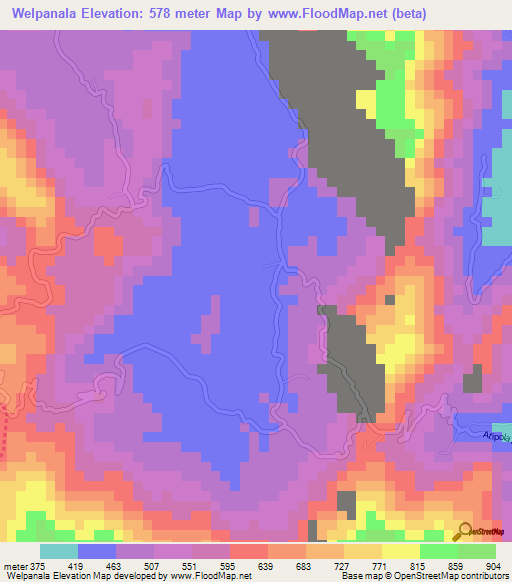 Welpanala,Sri Lanka Elevation Map
