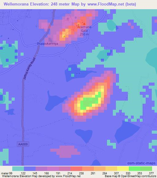 Wellemorana,Sri Lanka Elevation Map
