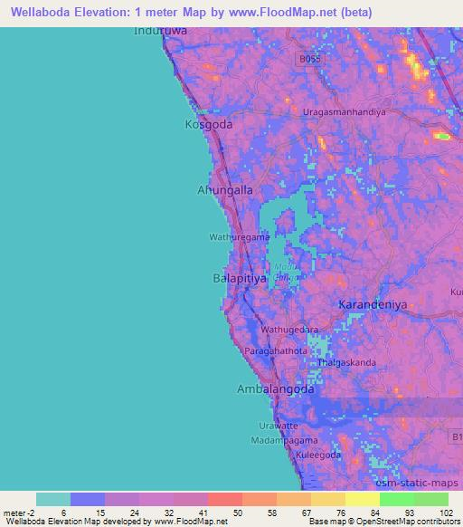 Wellaboda,Sri Lanka Elevation Map