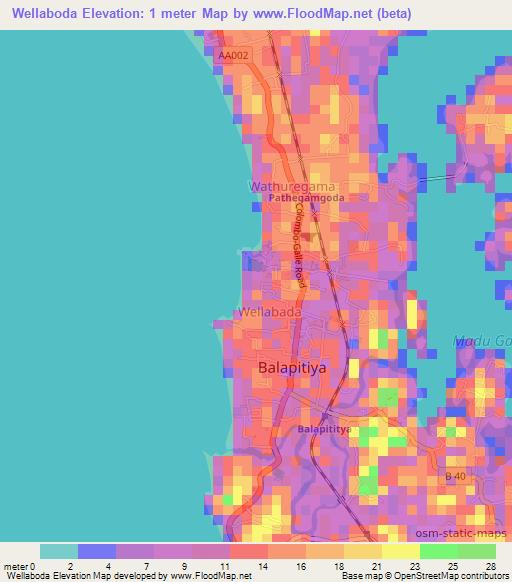 Wellaboda,Sri Lanka Elevation Map