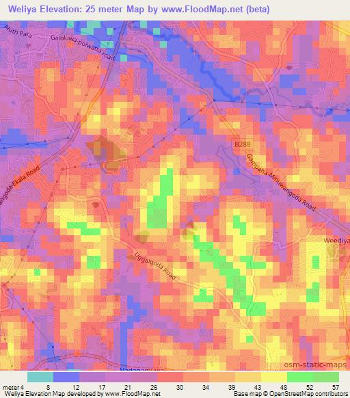 Weliya,Sri Lanka Elevation Map