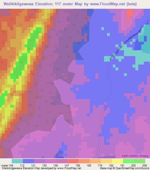 Welikikilgewewa,Sri Lanka Elevation Map
