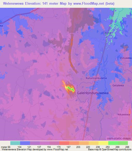 Welenewewa,Sri Lanka Elevation Map