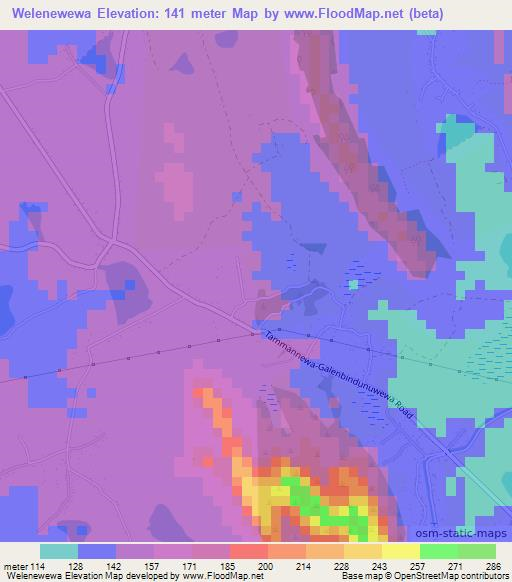 Welenewewa,Sri Lanka Elevation Map