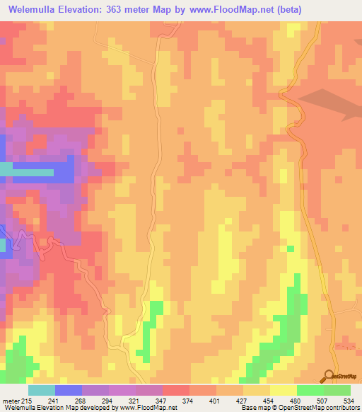 Welemulla,Sri Lanka Elevation Map
