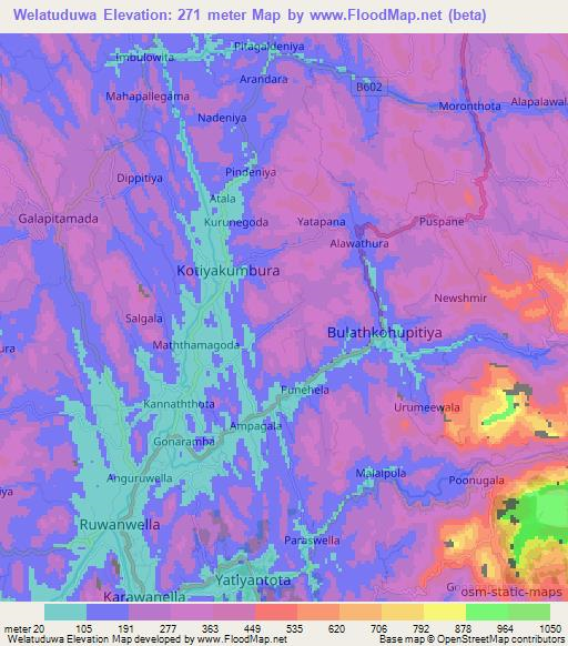 Welatuduwa,Sri Lanka Elevation Map