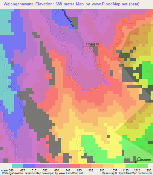 Welangahawatta,Sri Lanka Elevation Map