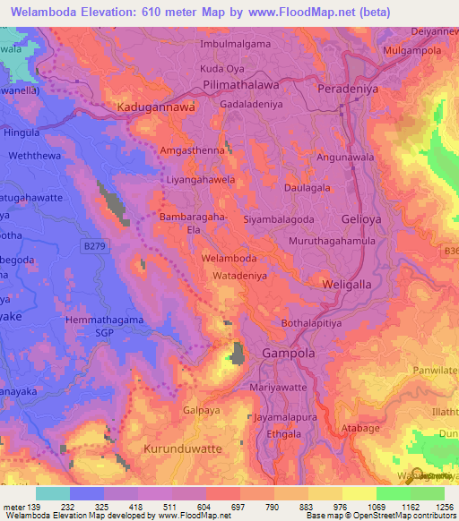 Welamboda,Sri Lanka Elevation Map