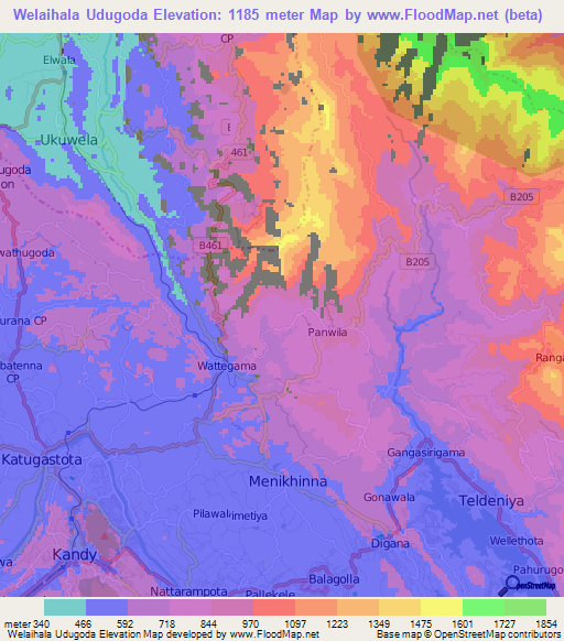 Welaihala Udugoda,Sri Lanka Elevation Map