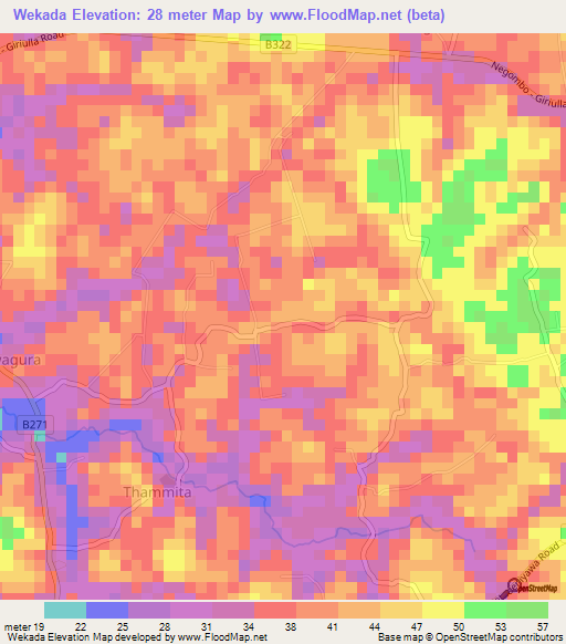 Wekada,Sri Lanka Elevation Map