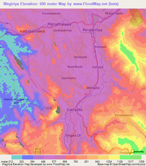 Wegiriya,Sri Lanka Elevation Map
