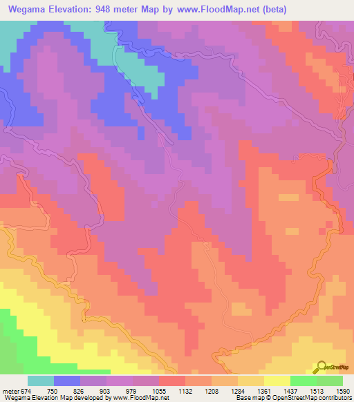 Wegama,Sri Lanka Elevation Map