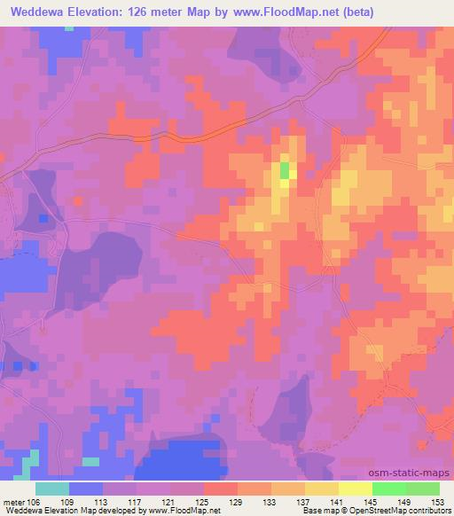 Weddewa,Sri Lanka Elevation Map