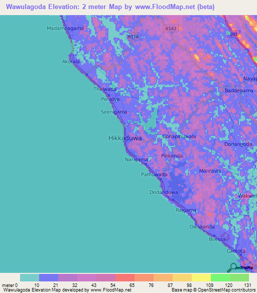 Wawulagoda,Sri Lanka Elevation Map