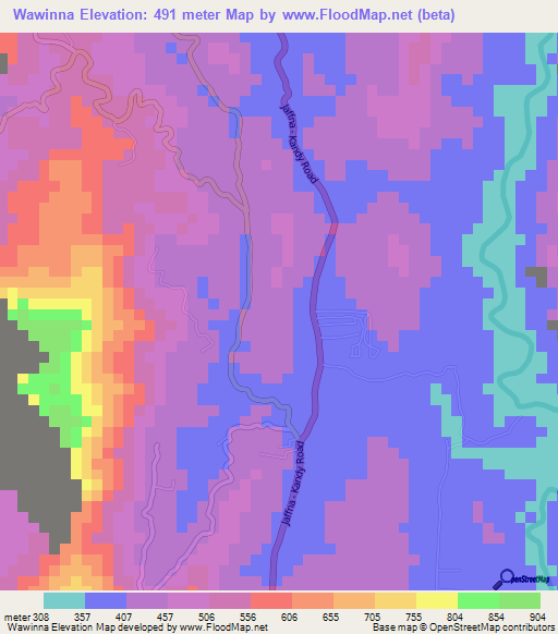 Wawinna,Sri Lanka Elevation Map