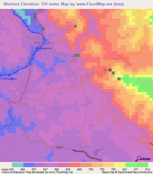 Wavinna,Sri Lanka Elevation Map