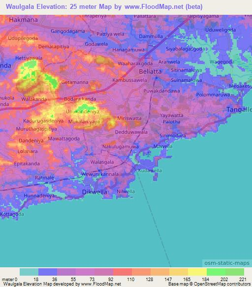 Waulgala,Sri Lanka Elevation Map