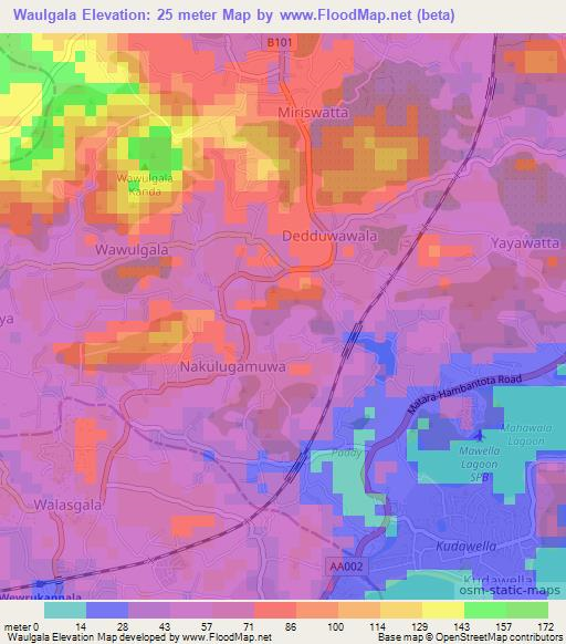 Waulgala,Sri Lanka Elevation Map