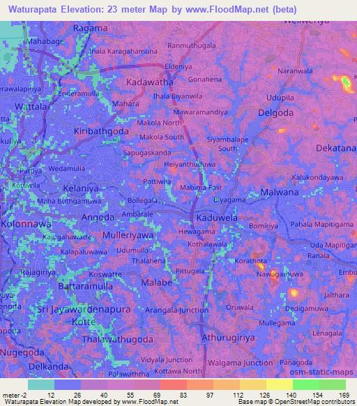 Waturapata,Sri Lanka Elevation Map
