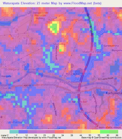Waturapata,Sri Lanka Elevation Map