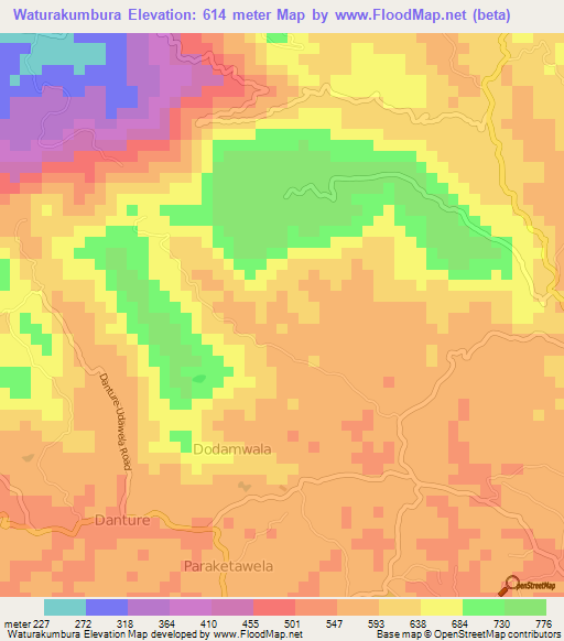 Waturakumbura,Sri Lanka Elevation Map
