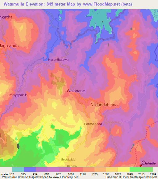 Watumulla,Sri Lanka Elevation Map