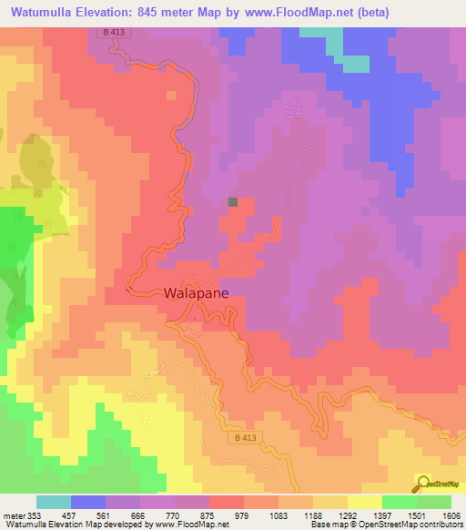Watumulla,Sri Lanka Elevation Map