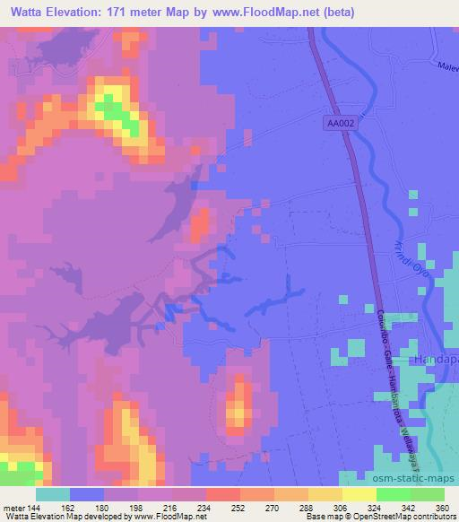 Watta,Sri Lanka Elevation Map