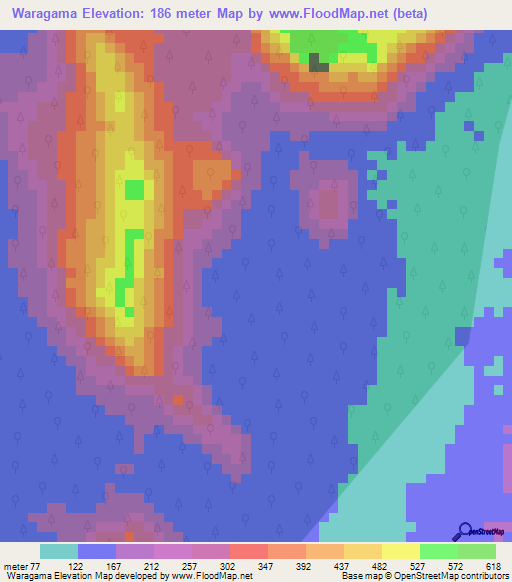 Waragama,Sri Lanka Elevation Map