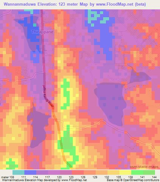 Wannanmaduwa,Sri Lanka Elevation Map