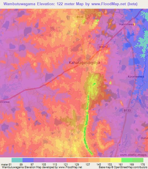 Wambutuwagama,Sri Lanka Elevation Map